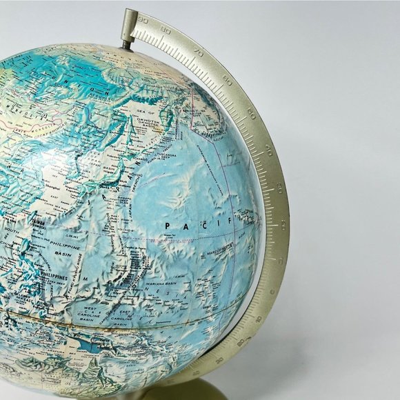 Vintage Globe World Globe Rand McNally Brushed‎ Pale Gold Stand - VGC - Picture 10 of 11